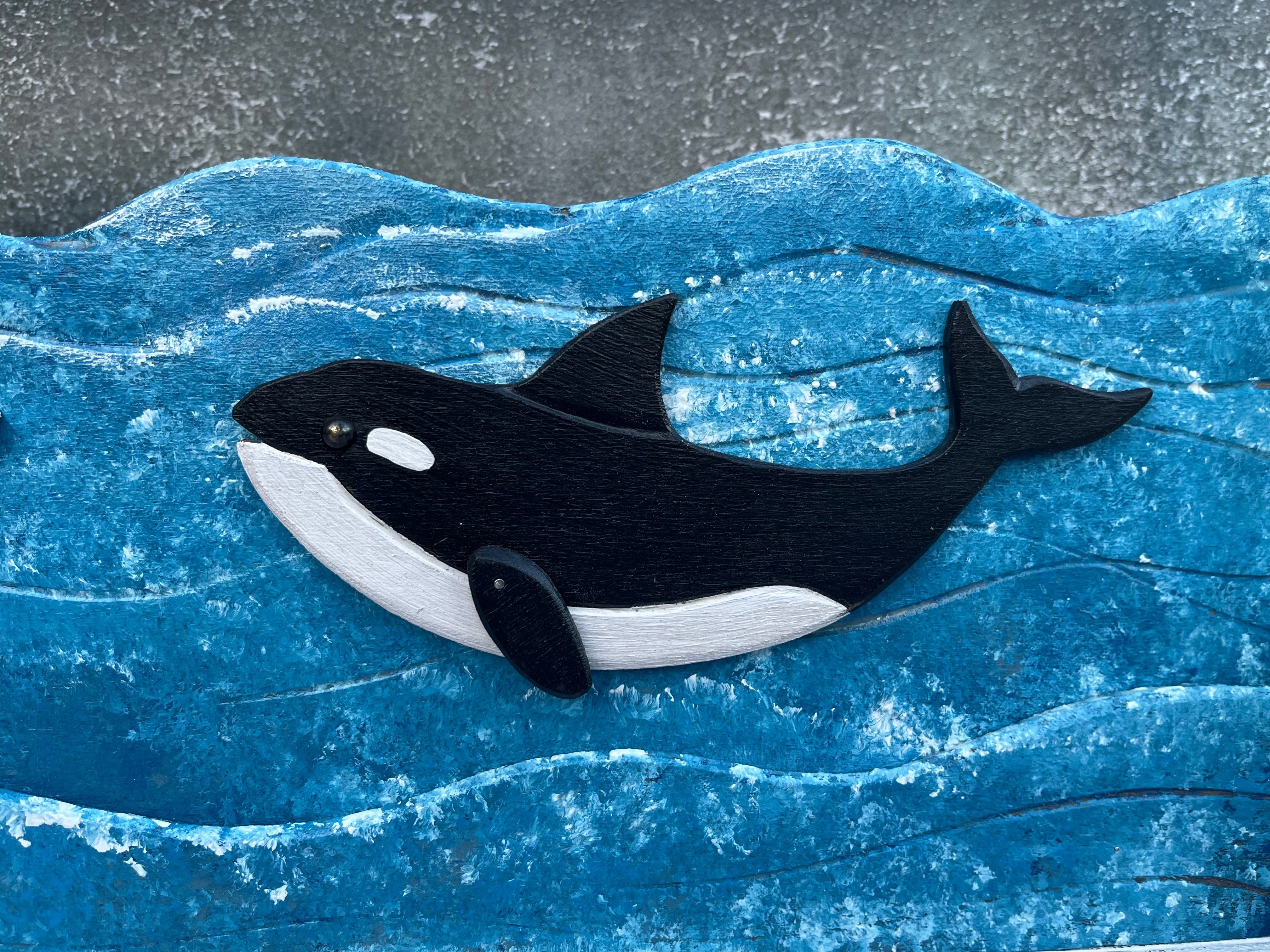 Quadro Artigianale Orca e Megattera - 52x33cm