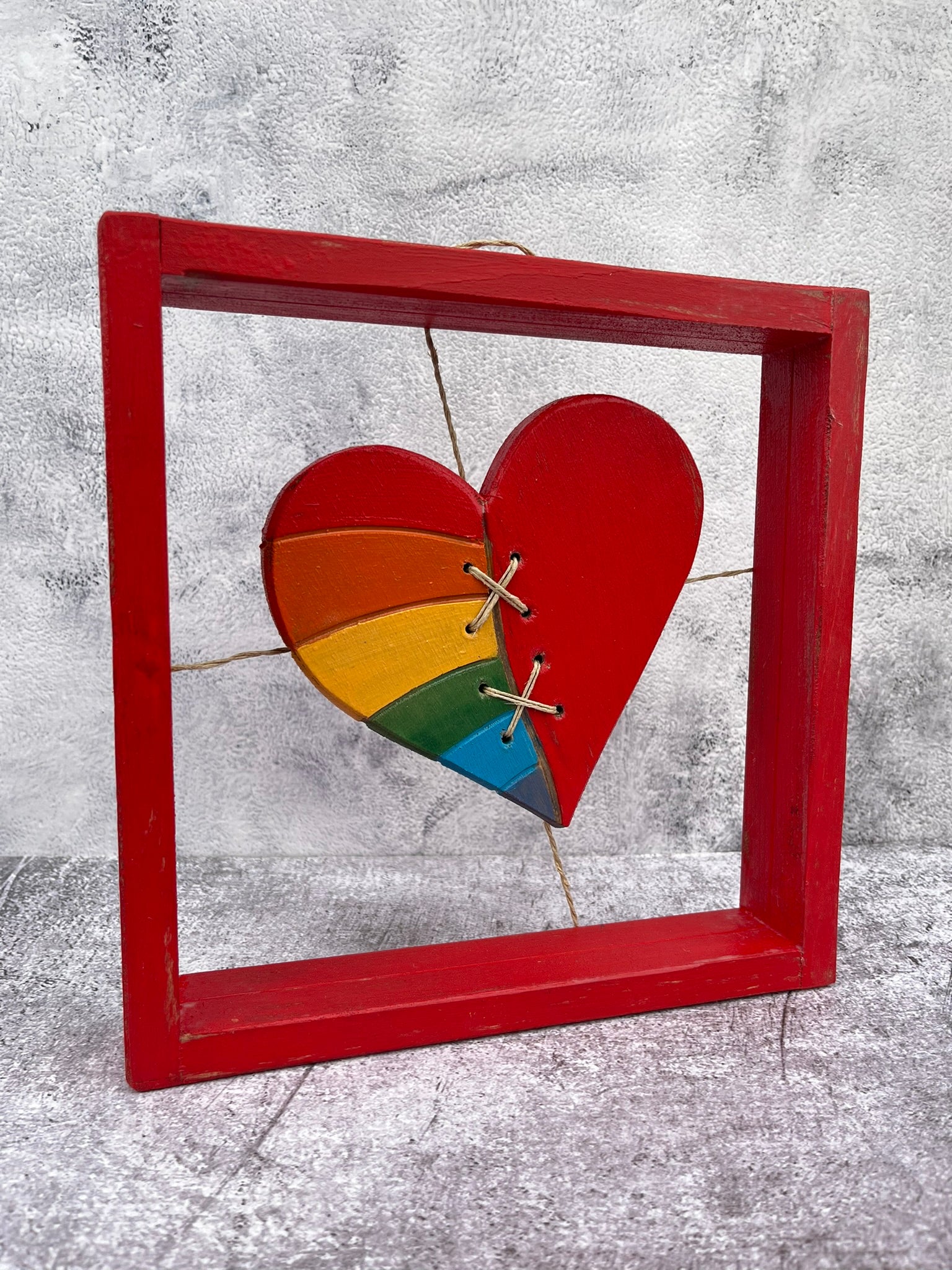 Quadretto Cuore Arcobaleno - 25x25cm