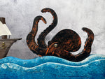 Carica l&#39;immagine nel visualizzatore di Gallery, Quadro Artigianale Kraken Veliero dei Pirati - 50x30cm
