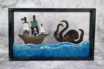 Carica l&#39;immagine nel visualizzatore di Gallery, Quadro Artigianale Kraken Veliero dei Pirati - 50x30cm
