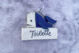 Targhetta in legno Balena Toilette - 16,5x11cm